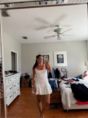 Zara White Square-Neck Mini Dress